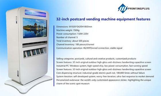 4G WIFI Wired Connection Postcard Vending Machine Customize Display Color